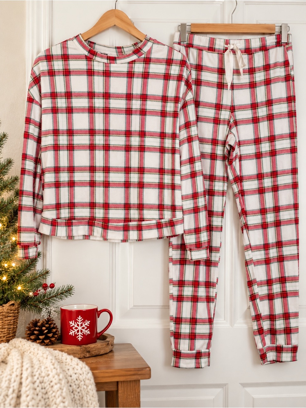 Auden Red and White Plaid Pajama Set